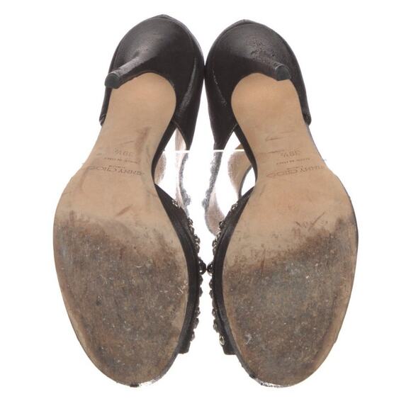 Jimmy Choo Black Studded Leather Bonnie Back Zip Platform Sandals Size EU 39.5 - Picture 5 of 5